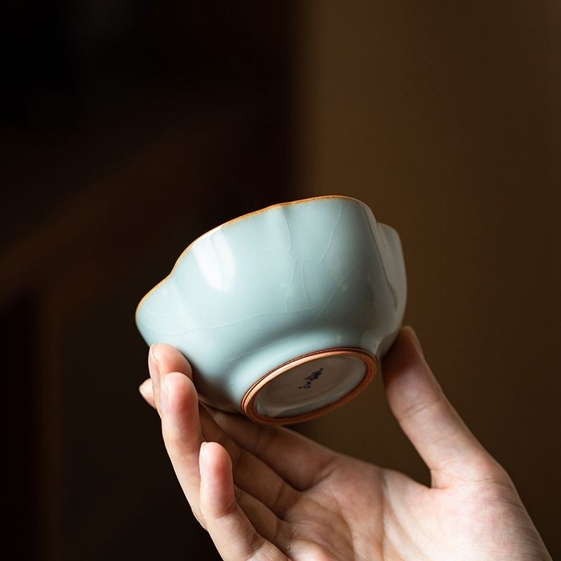 茶杯汝窑主人杯陶瓷高端功夫茶盏礼盒装单杯家用单个个人专用高档