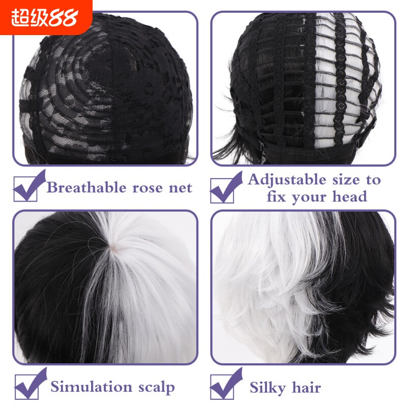 跨境欧美假发男cos二次元短卷发头套高温丝化纤发男士假发