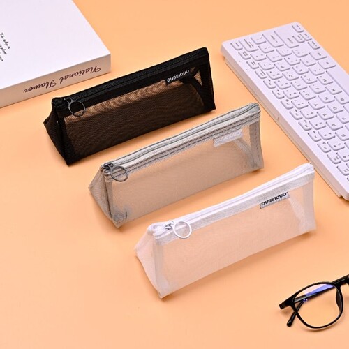 立体大容量学生透明网纱笔袋