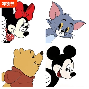 猫和老鼠米老鼠可爱米奇墙贴卡通情侣贴纸门自粘贴卫生间防水美化