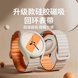 适用华为GT3表带磁吸硅胶watch3手表gt2pro回环表带buds运动ECG替换带GT1荣耀magic时尚 ES保时捷GS配件4新款