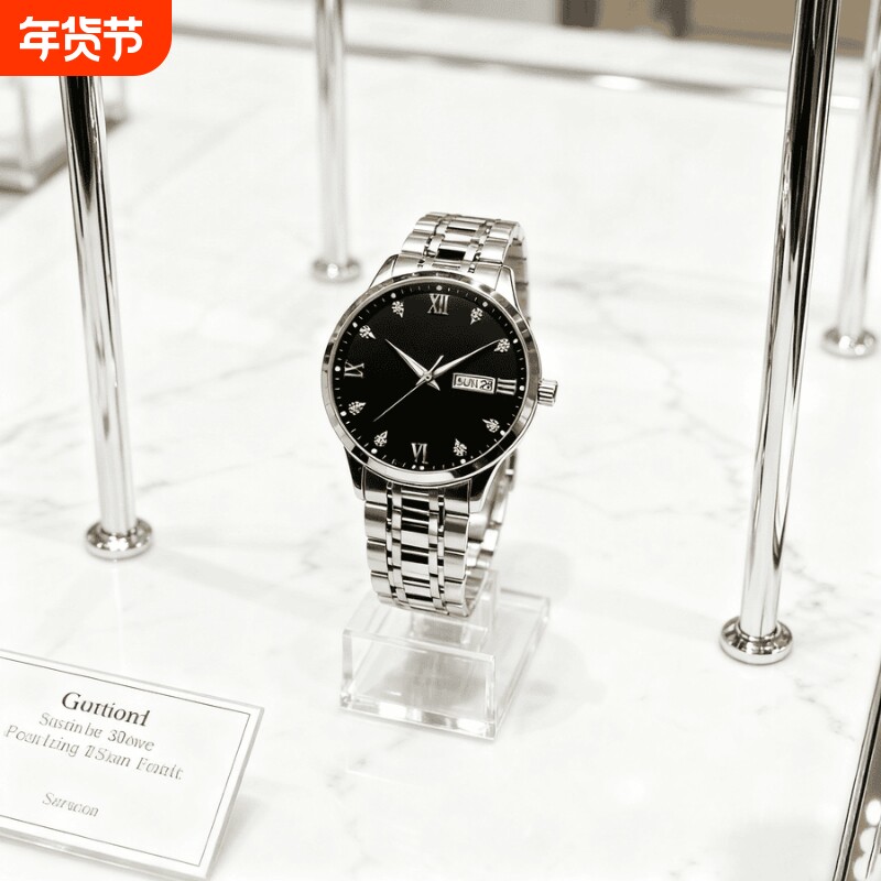 男款手表全自动非机械表正品名牌钢带商务防水石英腕表高级感男士