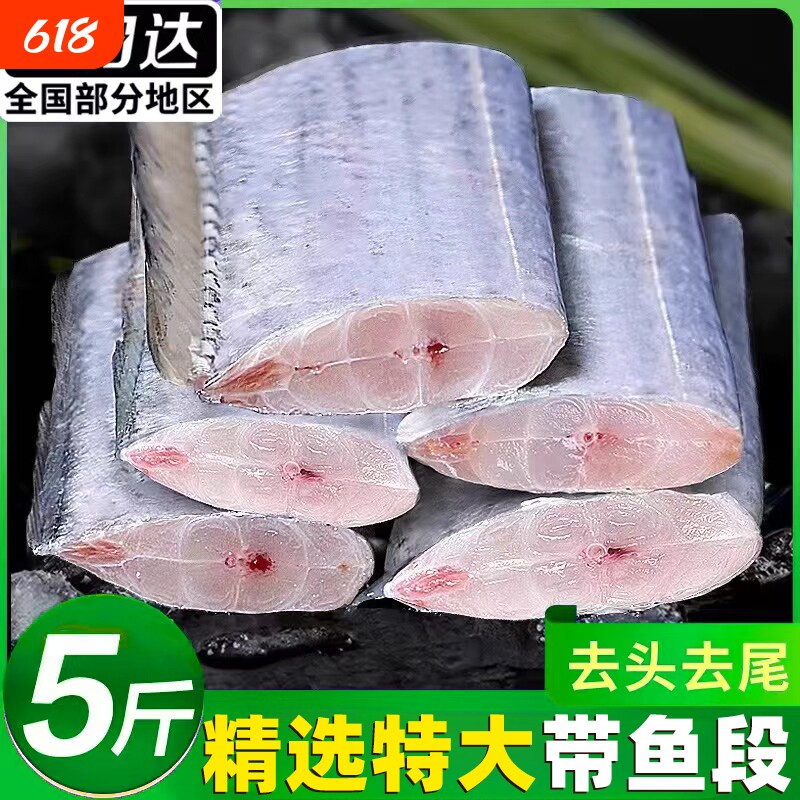 带鱼段新鲜特大中段带鱼肉冷冻鲜活小眼带鱼大号雷达网海捕水产