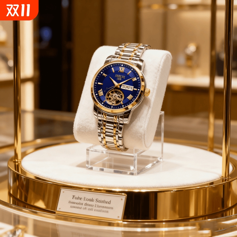 手表男款机械风全自动防水高级感全自动男表数字双日历防水腕表男