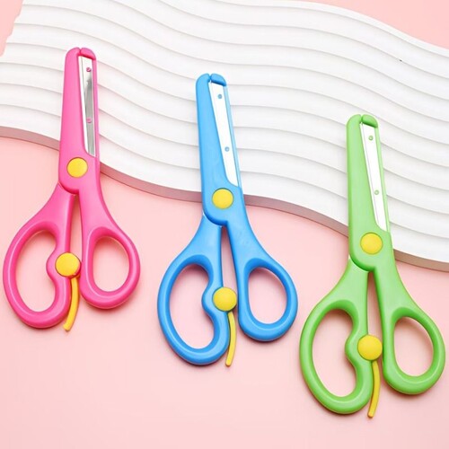 儿童塑料安全文具剪刀学生彩色手工剪纸剪刀幼儿园圆头小剪子小学生安全剪刀幼儿园剪纸剪刀不伤手多功能