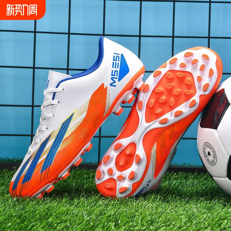 C罗梅西X19透气猎鹰人造草坪足球鞋男女长钉ag碎钉tf学生儿童