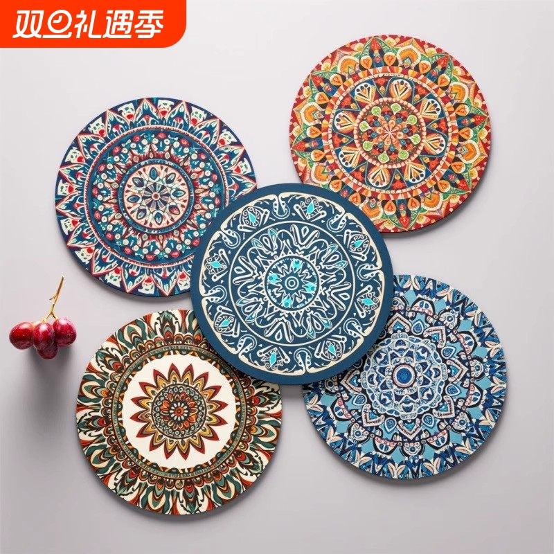 家用餐桌隔热垫北欧风圆垫茶台吸水凉垫防烫防滑杯垫餐盘