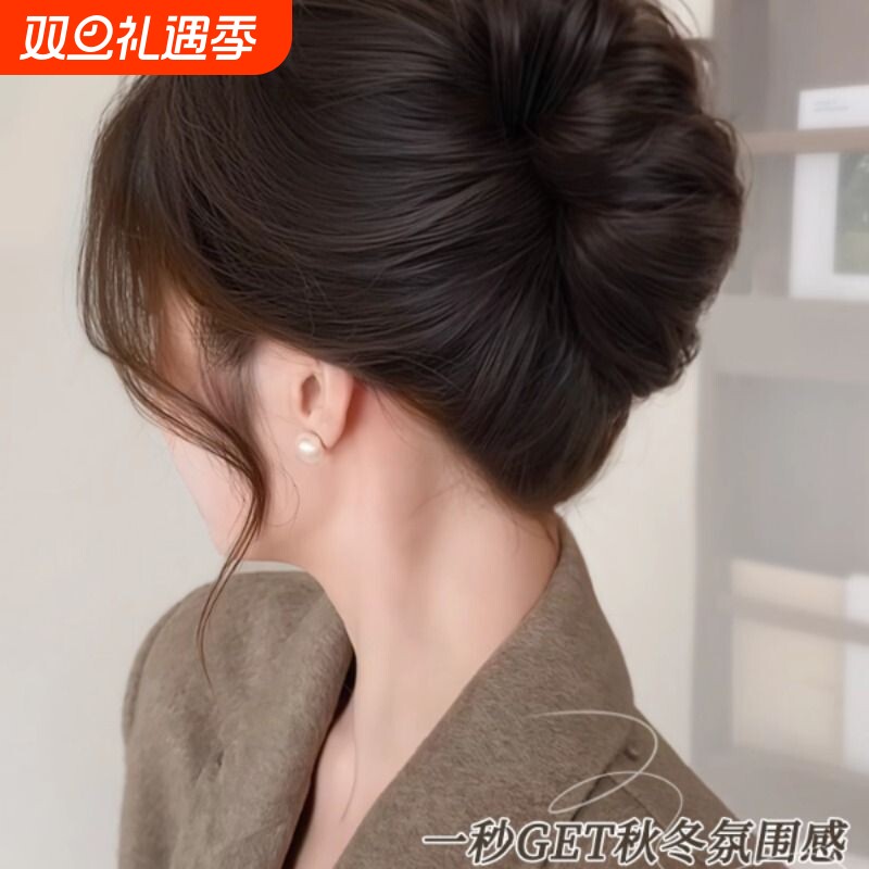 丸子头假发抓夹千金花苞头仿真发蓬松高颅顶盘发神器古风假发抓夹