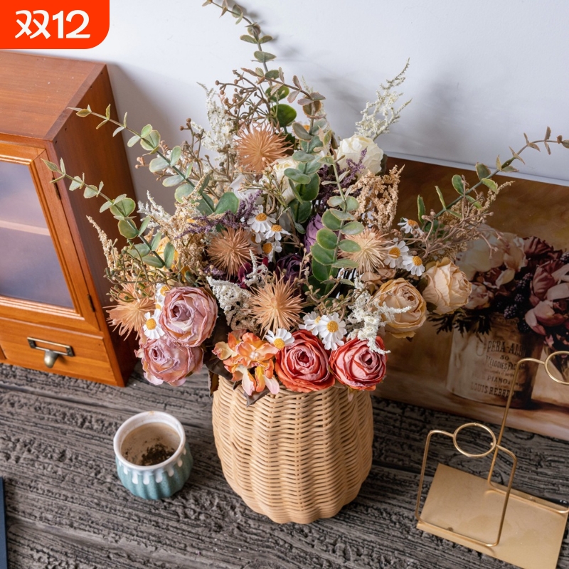 【新品】寻风人玫瑰蕾手扎INS风仿真花家居装饰假花MW66017