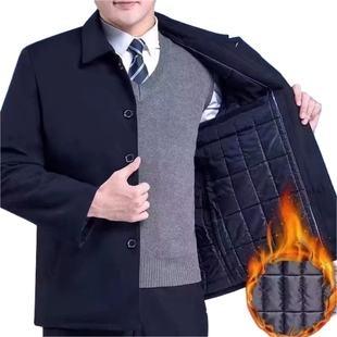 反季清仓夹克中老年秋冬休闲高档中年干部爸爸装翻领外套薄款外穿