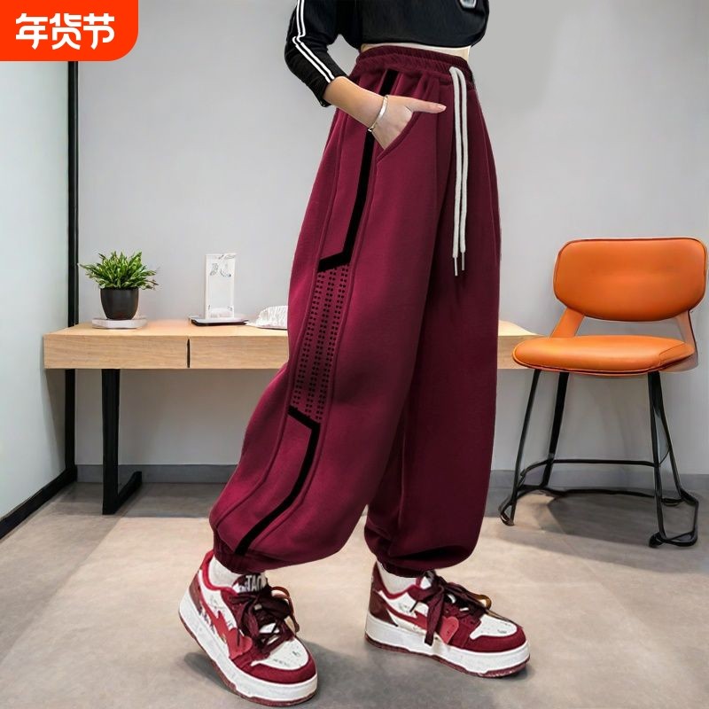 女童裤子春秋款女大童秋款运动裤洋气百搭束脚卫裤秋天儿童哈伦裤