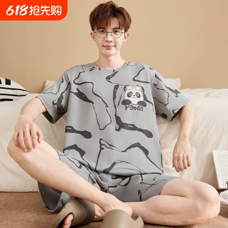 男士夏季睡衣情侣卡通仿棉短袖薄款大码青少年学生家居服套装休闲