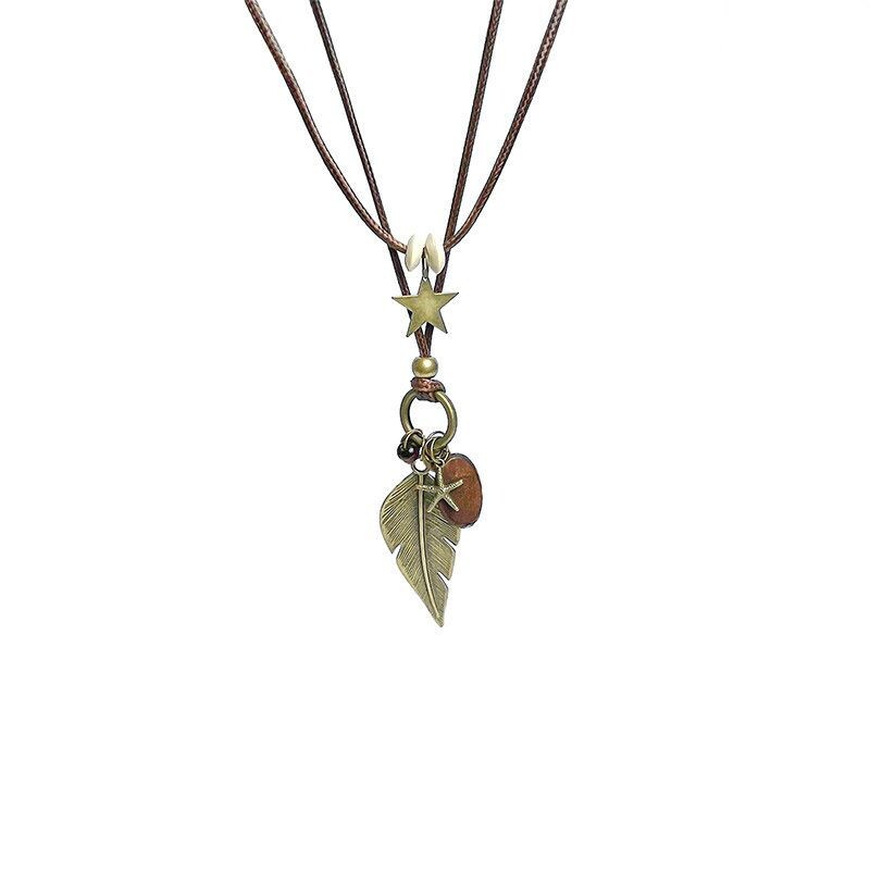 韩国小众设计感bm同款银色树叶项链女长款颈链朋克复古y2k颈饰潮