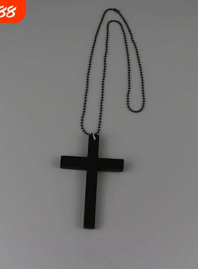 暗黑黑白十字架项链大毛衣链哥特修女配饰洛丽塔复古长款黑色白色