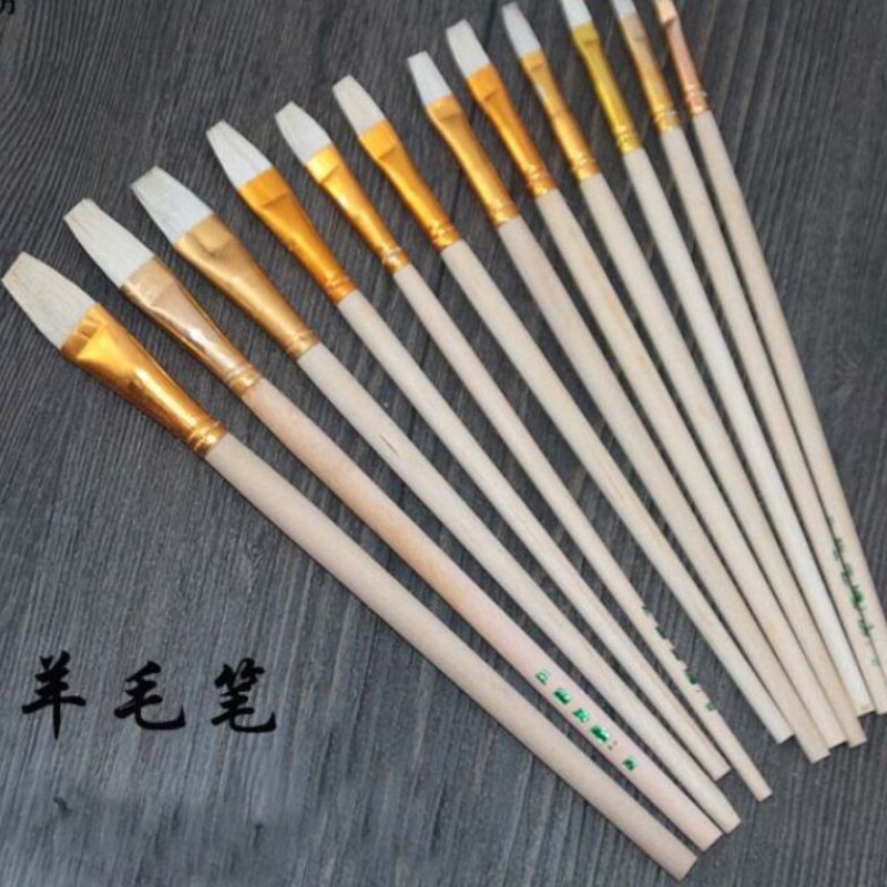 陶瓷羊毛刷小号平头油画工艺刷家具彩绘描金软毛刷