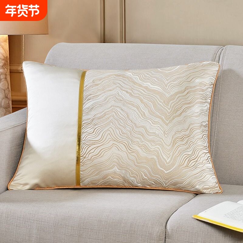 高档样板房沙发靠垫含芯客厅别墅轻奢抱枕套加大号方形午休长腰枕