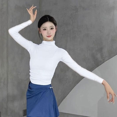 现代舞短袖上衣女半高领舞蹈上衣