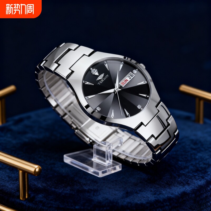 全自动男表手表男款机械风全自动防水数字双日历防水腕表男高级感