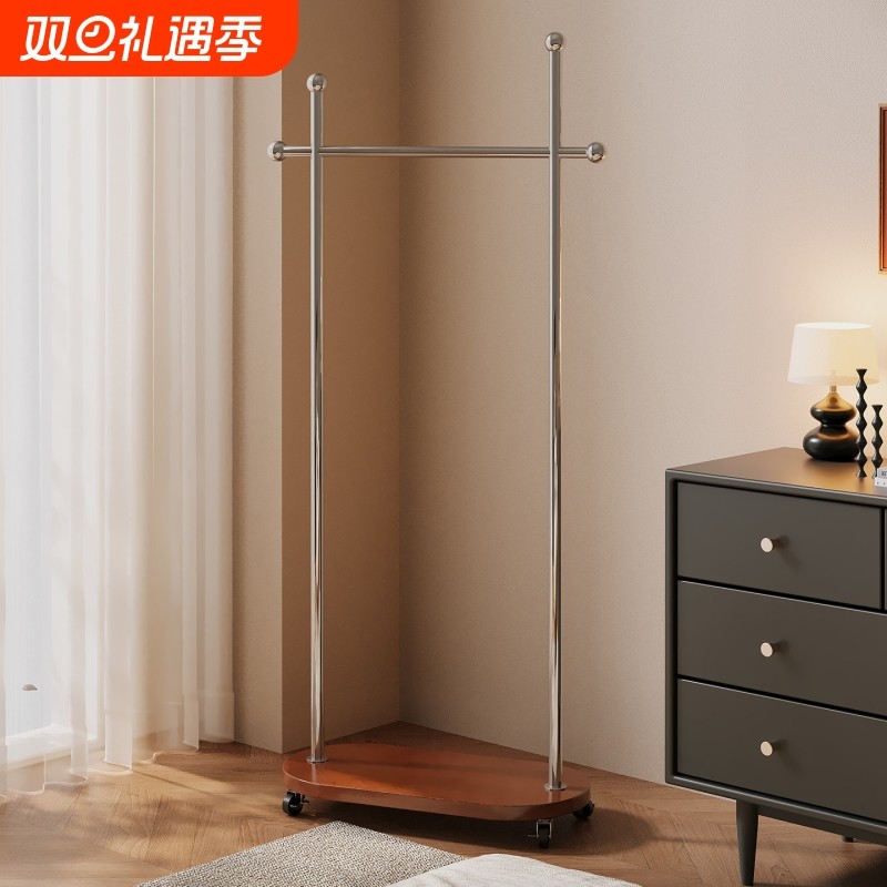 衣帽架可移动晾衣架落地房间挂衣架子卧室衣服收纳架置物客厅楠竹