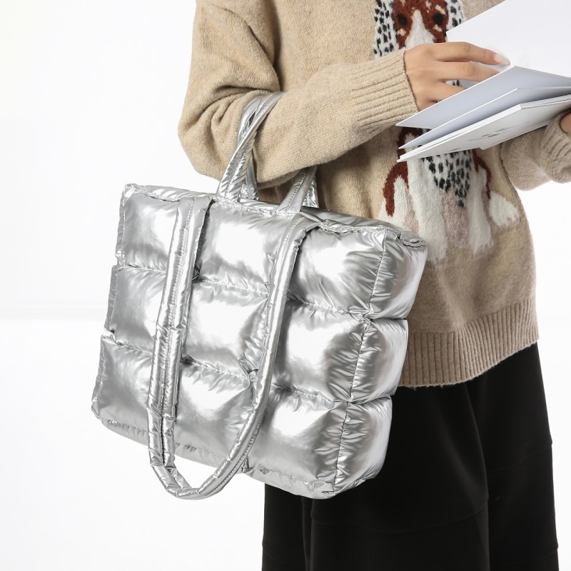 金玉鸟新款羽绒包包亮面格子棉服大容量单肩腋下包手提包小众质感,箱包皮具/热销女包/男包,托特包,淘宝优惠券,粉丝福利购,淘宝优惠卷