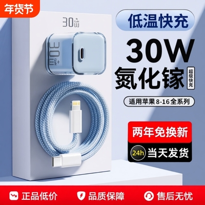 适用苹果17充电器原装正品iPhone15promax手机14充电头13平板ipad数据线16快充套装typec闪充PD30W氮化镓plus