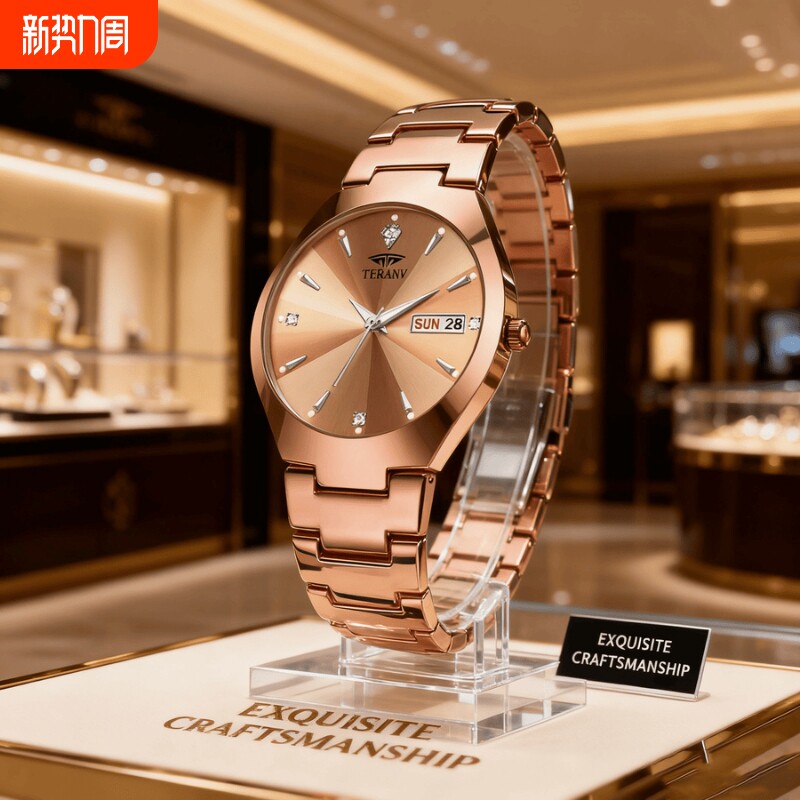 男款手表防水石英腕表高级感男士全自动非机械表正品名牌钢带商务