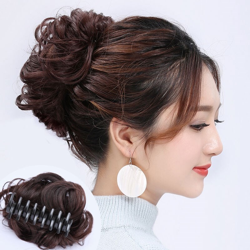 凌乱抓夹马尾发髻盘发假发套造型仿真旗袍丸子头发圈蓬松花苞头