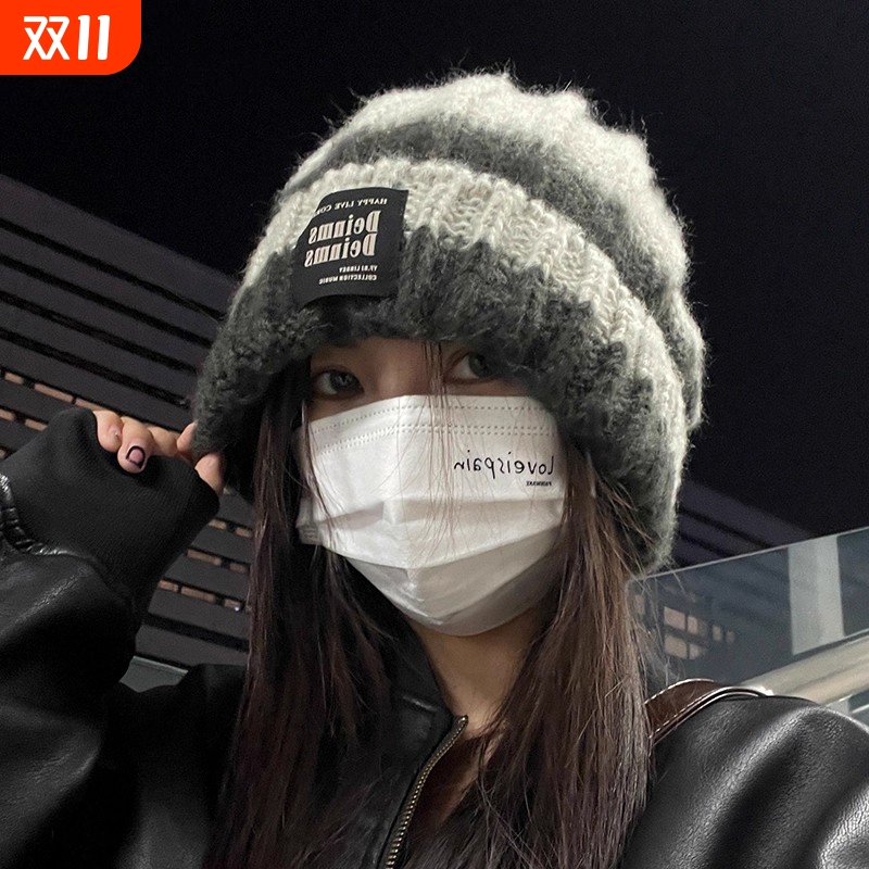 25年新大头围拽姐气质秋冬保暖必备毛线帽子显脸小针织帽潮流防寒