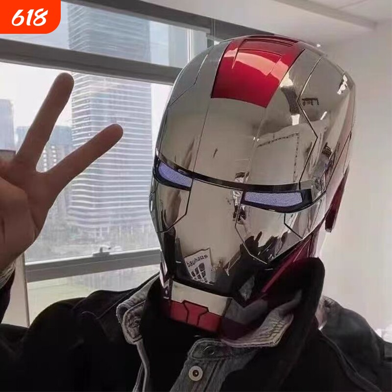 2026贾维斯钢铁侠MK5电动头盔儿童面具穿戴自动开合头套新年礼物