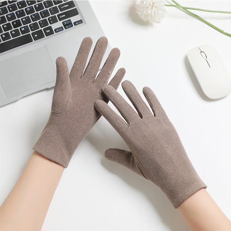 德绒春秋冬季2025新款手套女士韩版时尚骑车保暖单层薄款开车弹力