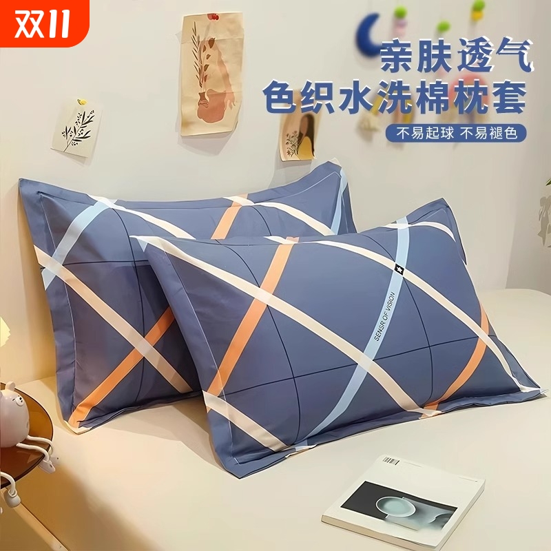 枕套一对装枕头套成人男女纯枕芯套棉加厚枕罩忱头套48x74cm宿舍