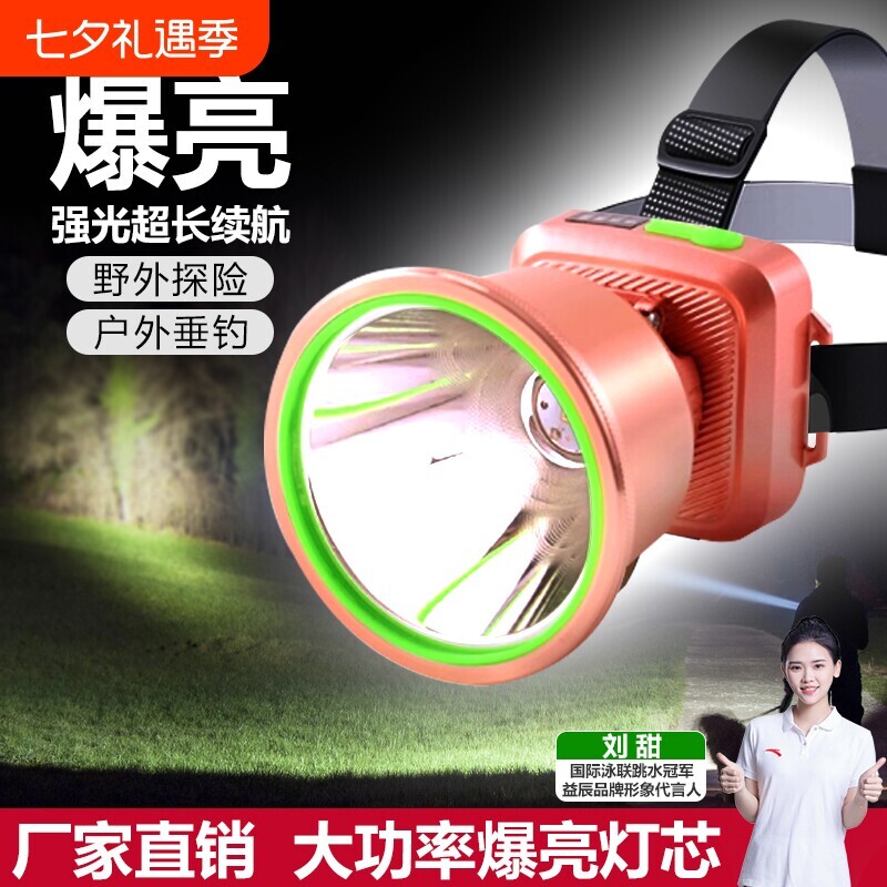 益辰头灯户外钓鱼露营专用超亮USB充电照明长续航锂电池紫光灯图片