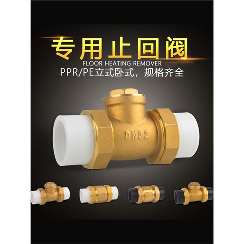 PE止回阀PPR铜卧立式双活接单向阀逆止自来水管表4/6分DN20/25/32