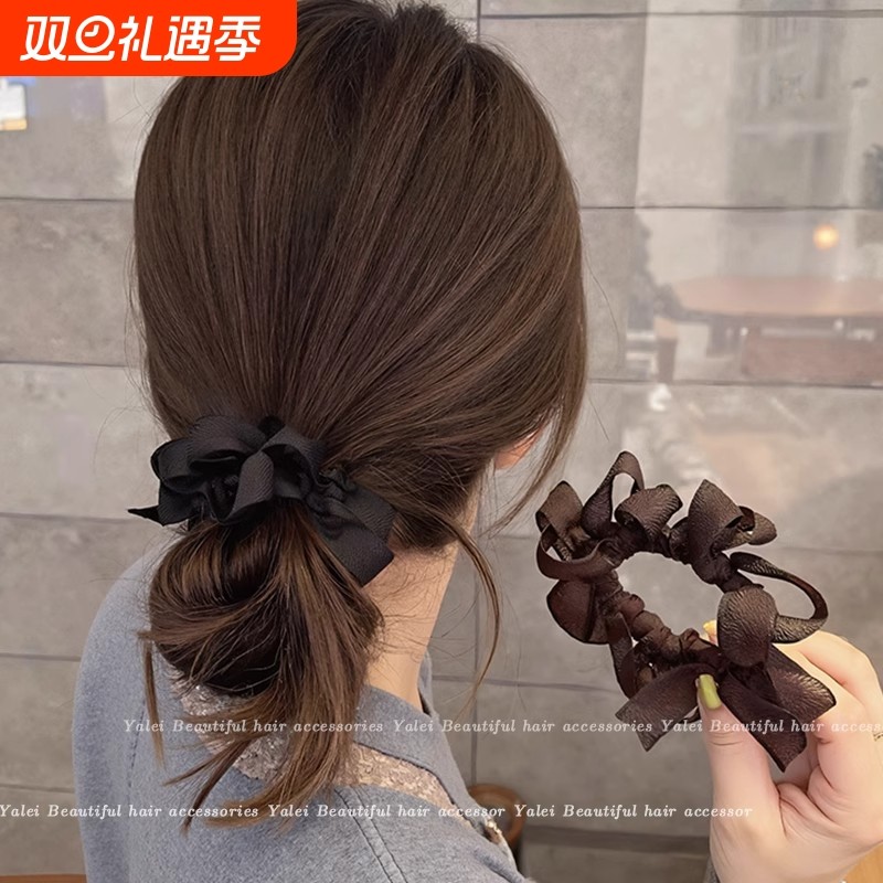 东大门同款蝴蝶结褶皱发圈女发量少发绳扎头皮筋百搭头花头绳发饰