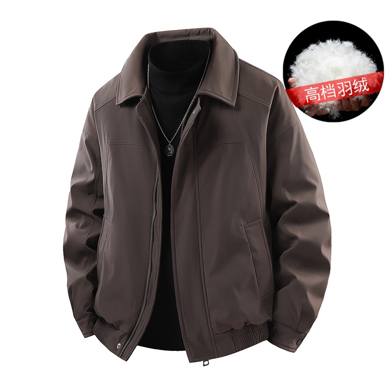 大牌平替同款90白鸭绒外套上衣羽绒服复古翻领保暖夹克男外穿