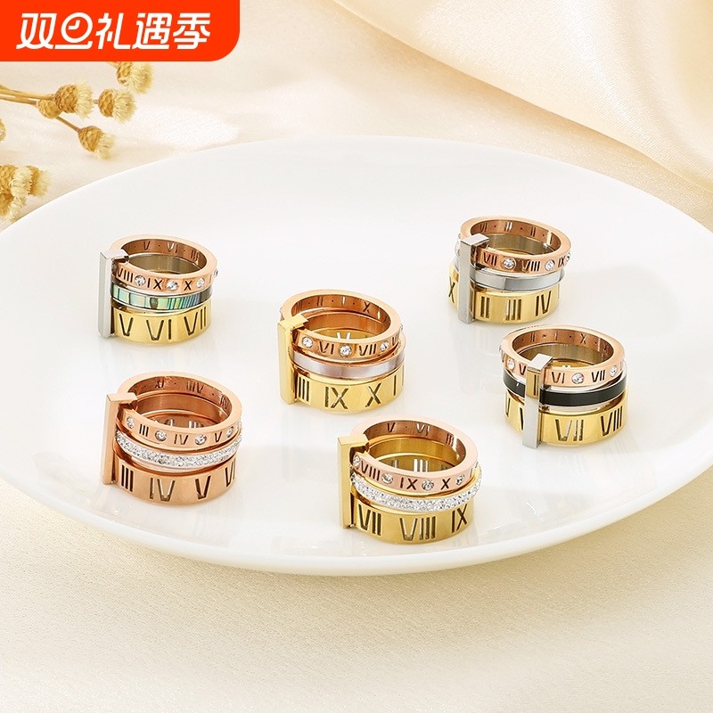 欧美风个性多环戒指 罗马字母潮人时尚饰品戒指 厂家批发