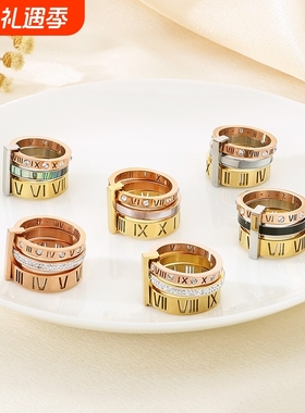 欧美风个性多环戒指 罗马字母潮人时尚饰品戒指 厂家批发