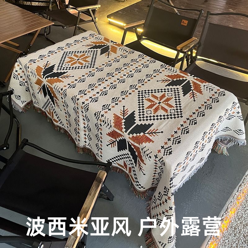 波西米亚风桌布餐桌布户外双面露营野餐垫氛围布置裁剪圆形轻奢