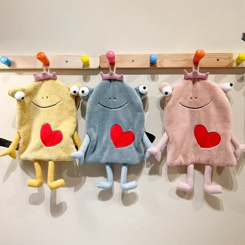 每日青蛙擦手巾宿舍家用速干不掉毛卡通挂式懒人毛巾手帕加厚批发