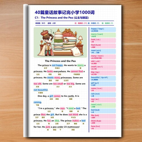 40篇英语童话故事搞定小学1000词70篇短文记完初中1600词40篇短文高中3500词科技技术传统文化时事阅读课业本
