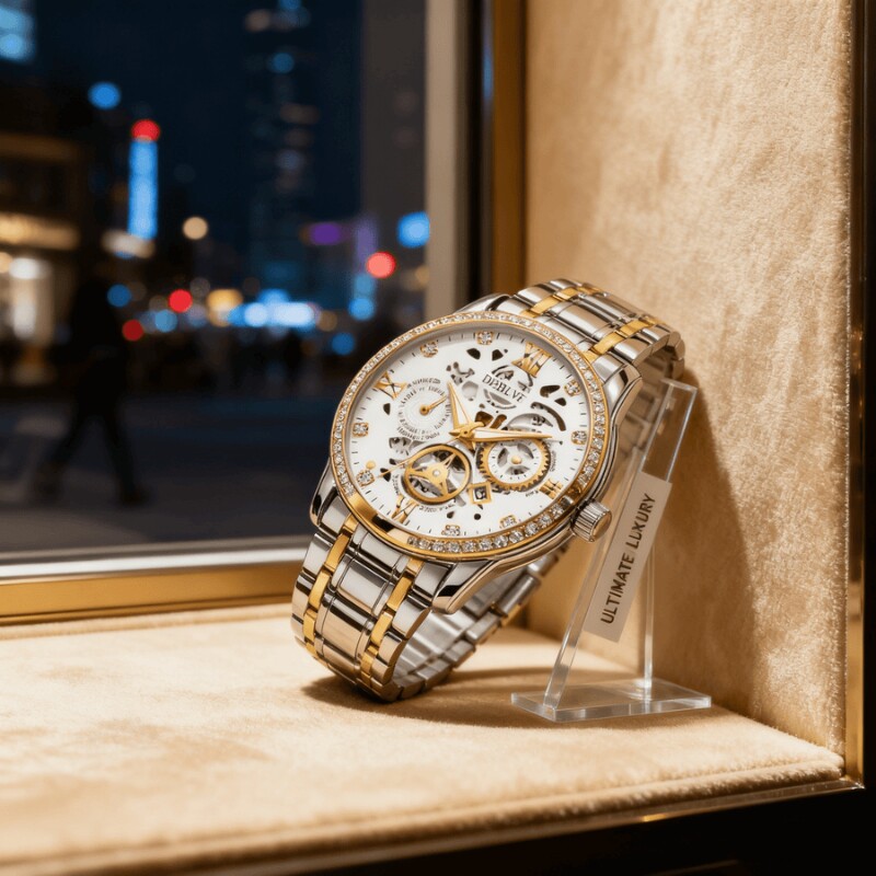 男款商务防水石英腕表镂空男士手表男正品名牌全自动非机械表钢带