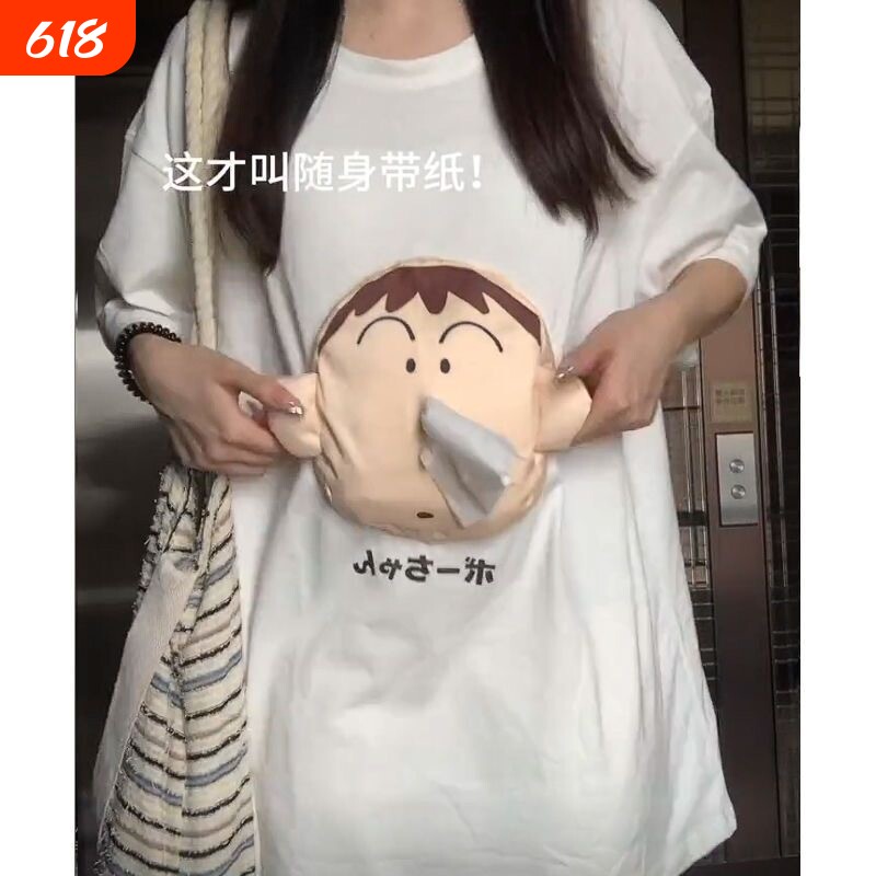 趣味短袖可爱阿呆创意抽纸t恤亲子装夏装搞笑搞怪表情包卡通立体