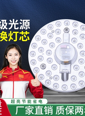led吸顶灯灯芯灯盘替换芯节能灯泡家用超亮客厅圆形灯板透镜灯珠