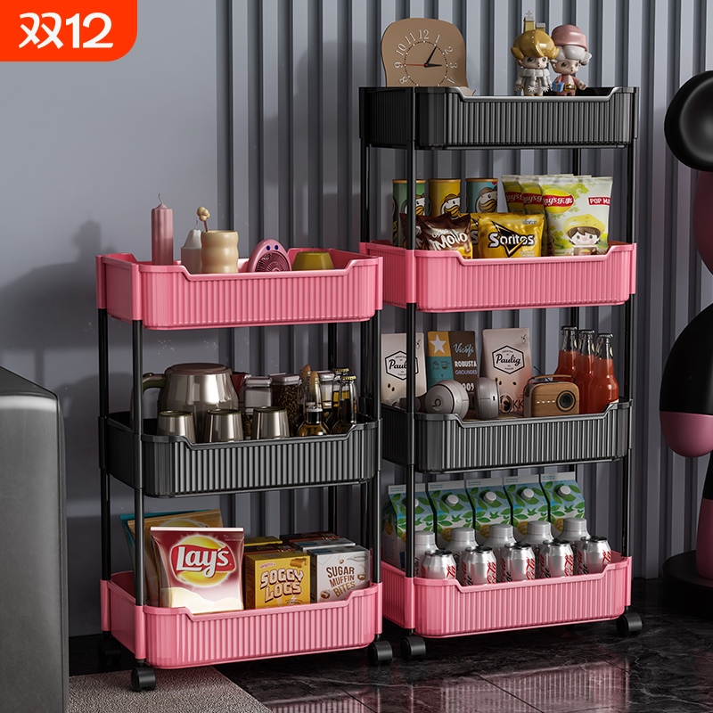 多层小推车置物架客厅零食玩具收纳架落地浴室卫生间可移动带轮子