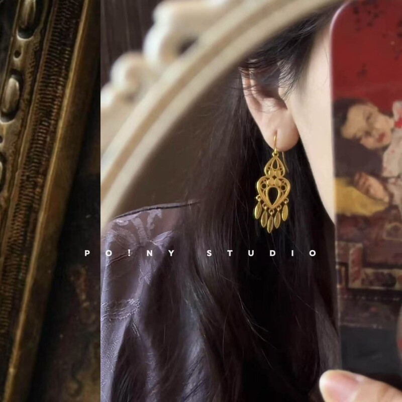 2026新款民族风耳环新中式耳钉轻奢气质耳坠设计感百搭耳饰品流苏