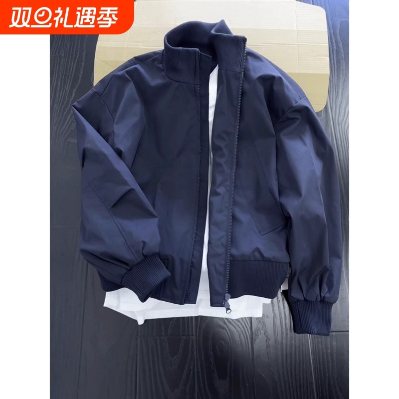 藏青色立领飞行员夹克男款外套