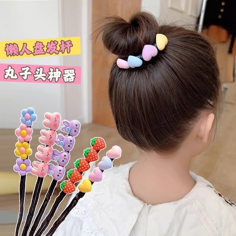 女童公主盘发杆夏季头饰女孩丸子头盘发神器儿童扎头宝宝发饰