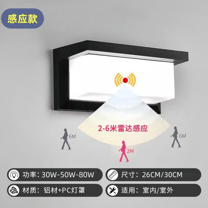 超亮露台壁灯人体感应红外声控大功率户外防水阳台别墅庭院墙灯