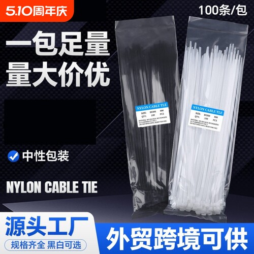 扎带100条自锁式尼龙扎带nylon cable ties跨境中性束线扎带批发