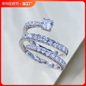 s925纯银戒指镶嵌锆石蛇形多层螺旋缠绕造型戒环小众个性精致首饰